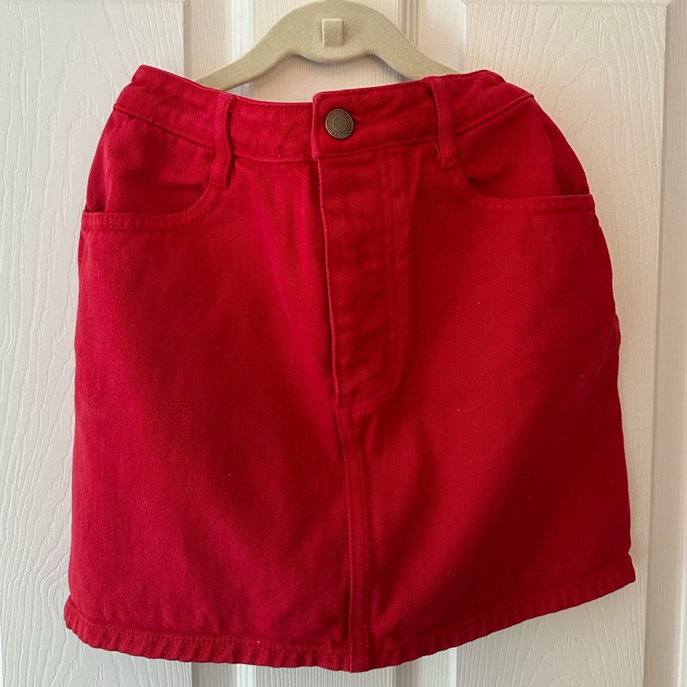 Red Denim Mini Skirt Brandy Melville